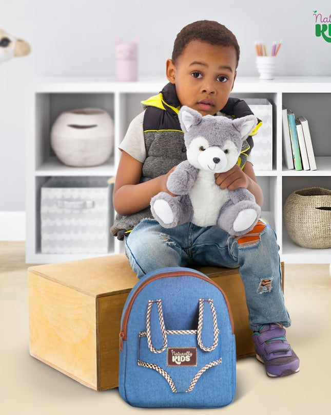 Wolf Backpack, Wolf Toys for Kids 3-5, Toddler Husky Stuffed Animal Gifts for 2 3 4 5 Year Old Girl Boy