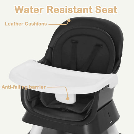 8 in 1 Baby High Chair, Toddler Dining Booster Seat for Eating, Black