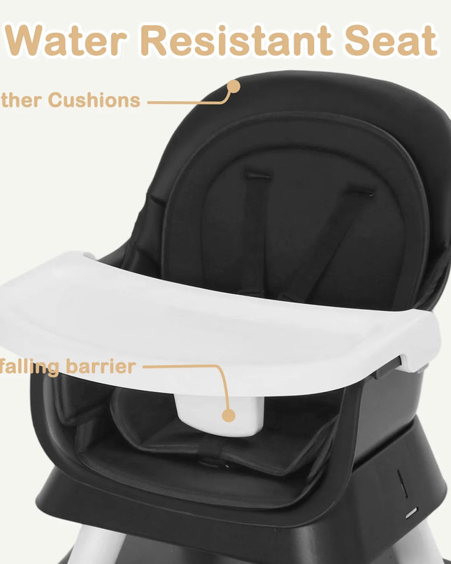 8 in 1 Baby High Chair, Toddler Dining Booster Seat for Eating, Black