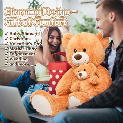 39" Giant Teddy Bear Mommy and Baby Soft Plush Bear Stuffed Animal