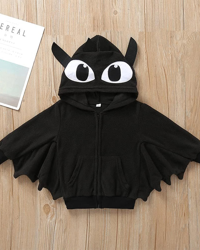 Toddler Baby Boy'S Girl'S Halloween Costume Bat Style Cosplay Clothes Set Winter Outerwear Hooded Coat