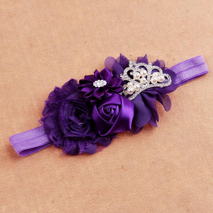 Baby Christening Headband Toddler Girls Fabric Flower Headband Tiara Stretchy Elastic in Pairs (Child, Purple/Lilac)