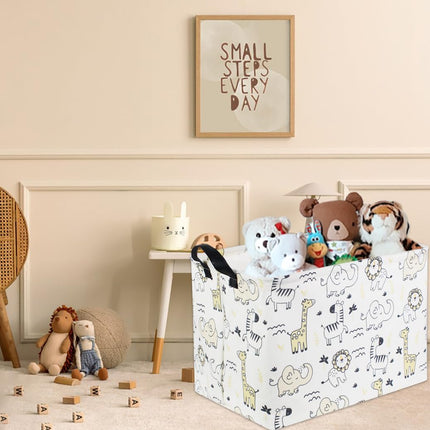 Baby Baskets Kids Toy Basket for Boy and Girls Woodland Gift Basket Empty Cute Storage Bin Organizer Box Rectangular Animal Room Decor for Books(Animal)