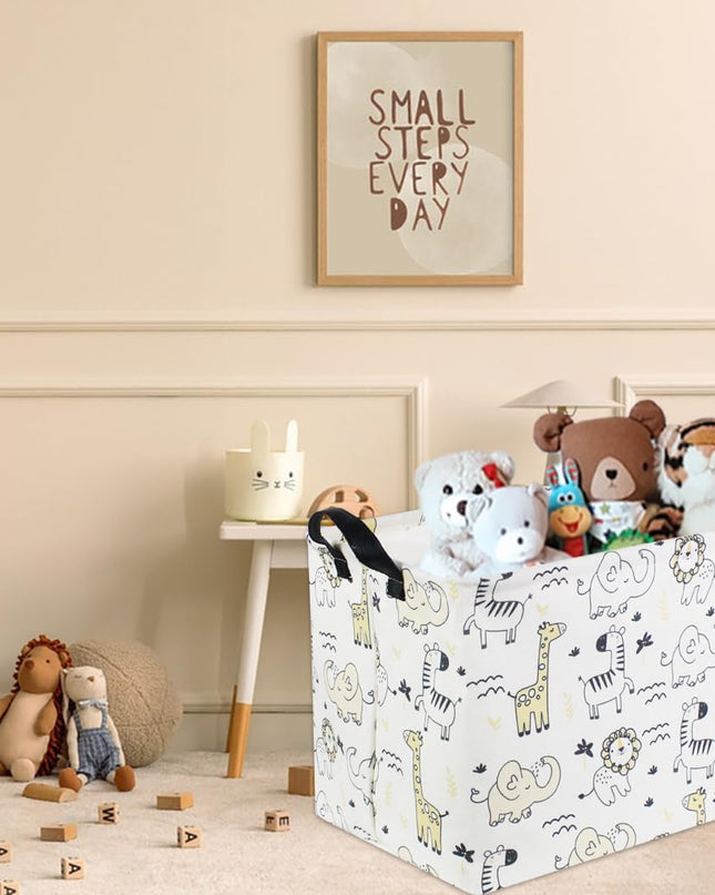 Baby Baskets Kids Toy Basket for Boy and Girls Woodland Gift Basket Empty Cute Storage Bin Organizer Box Rectangular Animal Room Decor for Books(Animal)
