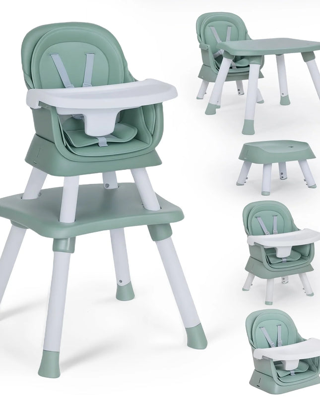 8 in 1 Baby High Chair, Toddler Dining Booster Seat for Eating, Green