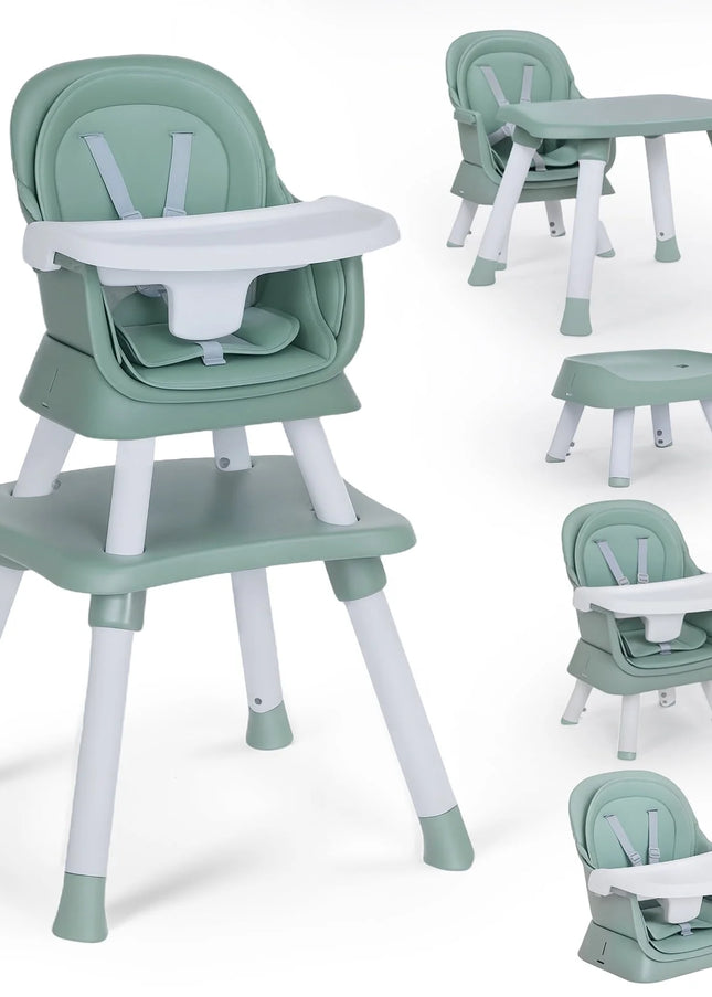 8 in 1 Baby High Chair, Toddler Dining Booster Seat for Eating, Green