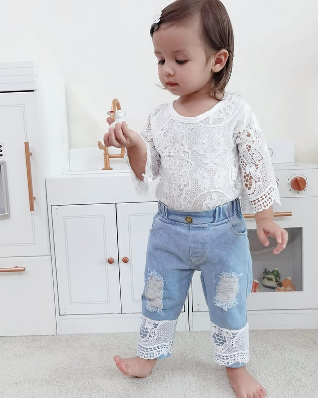 Baby Girl Clothes Outfits Toddler Infant Baby Romper Top+Jeans Clothing Set