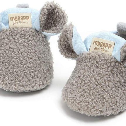 Newborn Baby Cozy Fleece Booties with Grippers Winter Slippers Socks Soft Sole Stay on Infant First Walker Crib Shoes