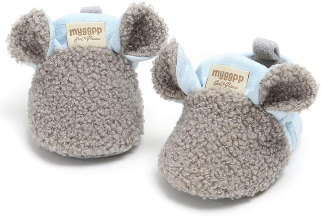 Newborn Baby Cozy Fleece Booties with Grippers Winter Slippers Socks Soft Sole Stay on Infant First Walker Crib Shoes
