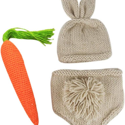 Newborn Baby Easter Bunny Photography Prop Costume Crochet Knit Hat Diaper Carrot 1St Birthday Outfit Set for Boy Girl