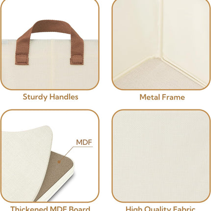 Storage Baskets for Shelves, Closet Organizer Bins, Clothes Storage Bins with Metal Frame, Extra Large Baskets for Organizing and Storage, Collapsible, Ivory, 2-Pack