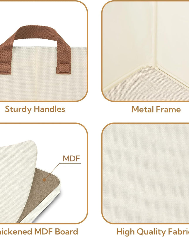 Storage Baskets for Shelves, Closet Organizer Bins, Clothes Storage Bins with Metal Frame, Extra Large Baskets for Organizing and Storage, Collapsible, Ivory, 2-Pack