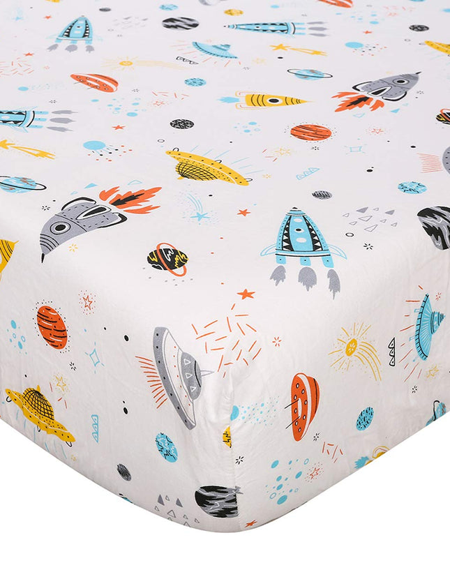 Astronaut Space Galaxy Baby Crib Sheet Outerspace Adventures 100% Soft Breathable Microfiber Baby Sheet Fits Standard Size Crib Mattress 28In X 52In Nursery Sheet -By