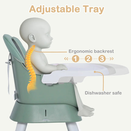 8 in 1 Baby High Chair, Toddler Dining Booster Seat for Eating, Green
