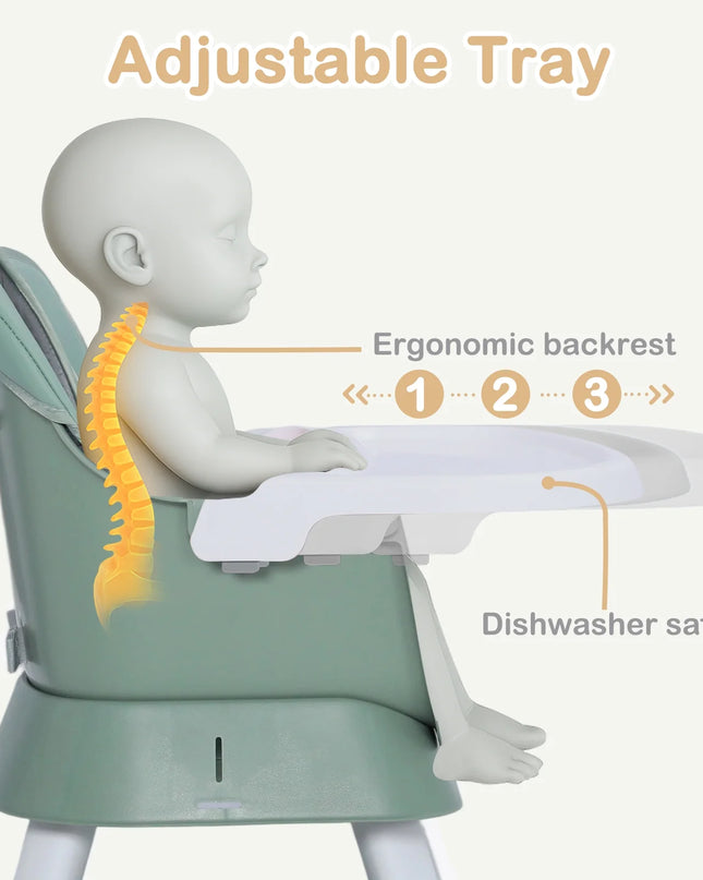 8 in 1 Baby High Chair, Toddler Dining Booster Seat for Eating, Green