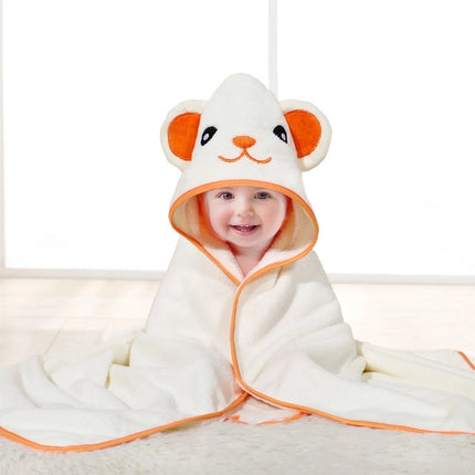 Baby Bath Towel, Absorbent Large Hooded Towel for Kids, Newborn, Babie, Toddler, Infant, Orange Bear, 31.5 X 31.5 Inch