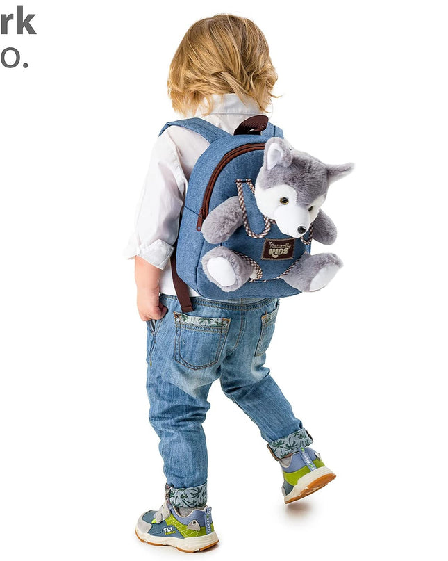Wolf Backpack, Wolf Toys for Kids 3-5, Toddler Husky Stuffed Animal Gifts for 2 3 4 5 Year Old Girl Boy