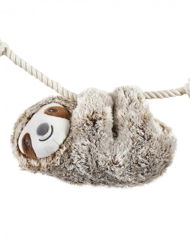 Pet Squeaky Plush Dog Toy with Rope, Sloth, One Size