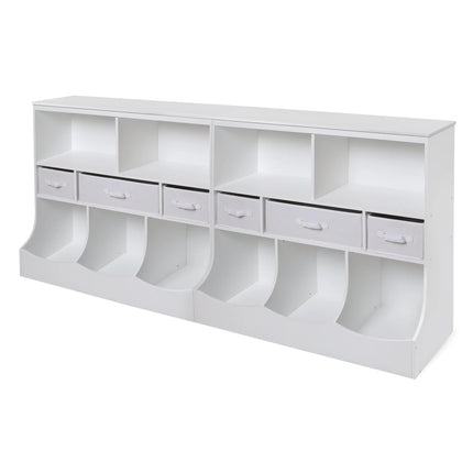 Children'S Wooden Combo Bin with Three Baskets 55 Gal Toy Storage Cube, White