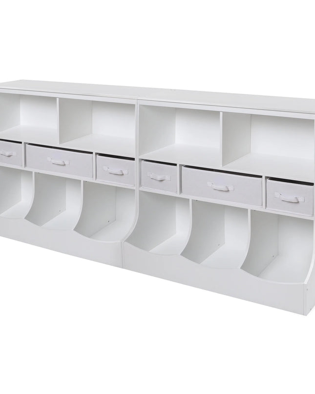 Children'S Wooden Combo Bin with Three Baskets 55 Gal Toy Storage Cube, White