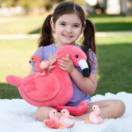 18'' Plush Flamingo Stuffed Animal Mommy Stuffed Flamingo with 4 Babies