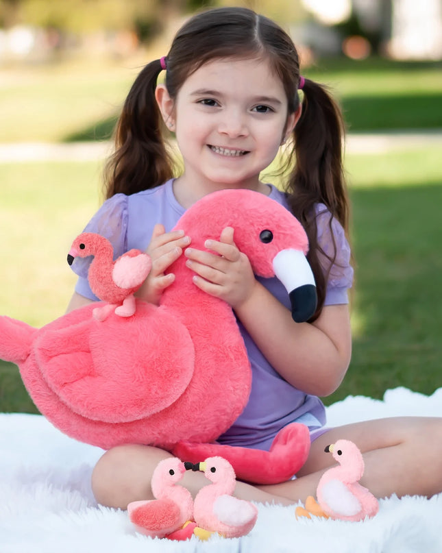 18'' Plush Flamingo Stuffed Animal Mommy Stuffed Flamingo with 4 Babies