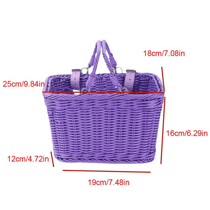 Vintage Rattan Bicycle Baskets Wood Bicycle Balance Baskets Bike Scooter Panniers Kids Bike Cart Plastic Handbag
