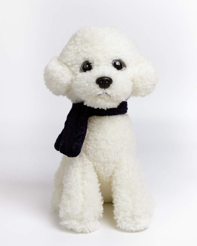 New Puppy Bichon Frise Stuffed Animals Teddy Dog Plush Doll Toys for Kids Party Gifts (White 12")