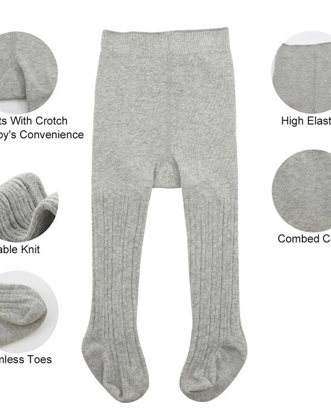 Toddler Cotton Tights Cable Knitted Stockings Girl Seamless Infant Girl Tights Non-Slip Girls Leggings White & Black & Pink 6-12 Months