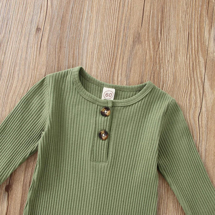 Newborn Baby Boy Girl Romper Clothes Infant Solid Ribbed Onesie Bodysuit Jumpsuit Outfits