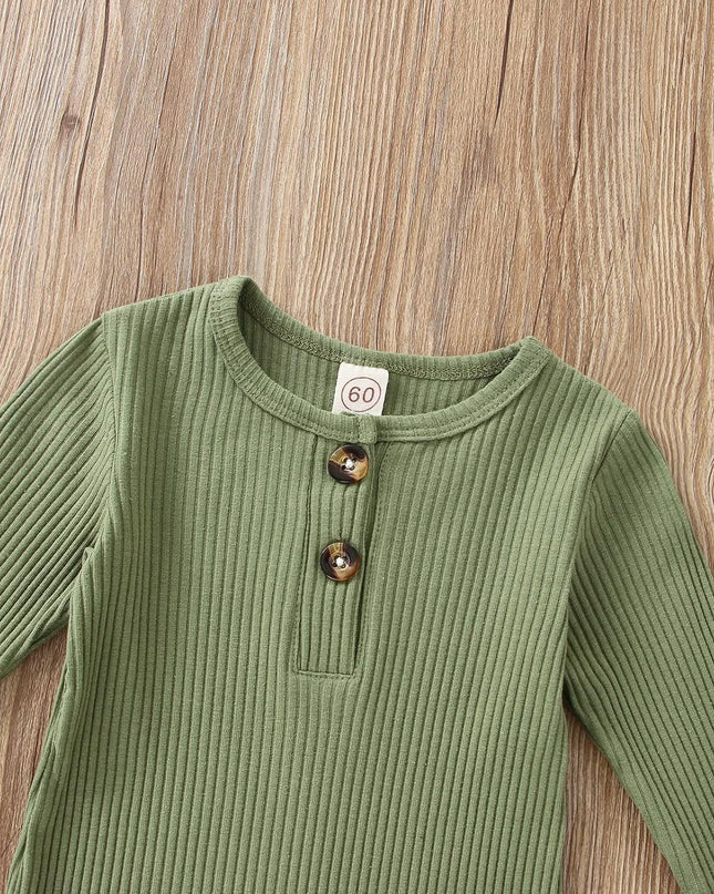 Newborn Baby Boy Girl Romper Clothes Infant Solid Ribbed Onesie Bodysuit Jumpsuit Outfits