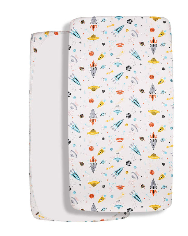 Astronaut Space Galaxy Baby Crib Sheet Outerspace Adventures 100% Soft Breathable Microfiber Baby Sheet Fits Standard Size Crib Mattress 28In X 52In Nursery Sheet -By