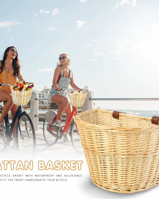 Vintage Rattan Bicycle Baskets Wood Bicycle Balance Baskets Bike Scooter Panniers Kids Bike Cart Plastic Handbag