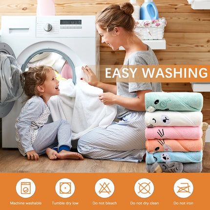 Baby Bath Towel, Absorbent Large Hooded Towel for Kids, Newborn, Babie, Toddler, Infant, Orange Bear, 31.5 X 31.5 Inch