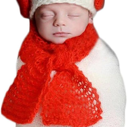 Christmas Newborn Baby Photo Prop Boy Girl Photo Shoot Outfits Crochet Knit Costume Unisex Cute Infant Snowman Hat Scarf (Red)