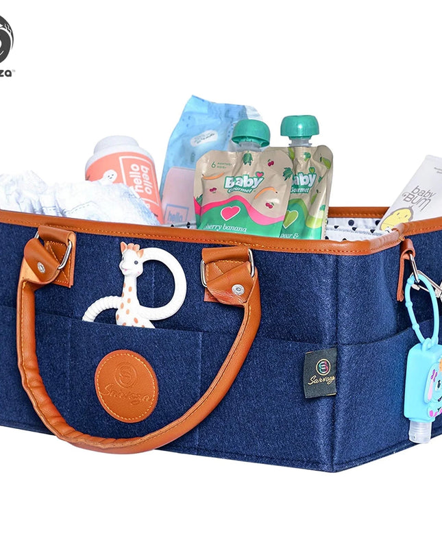 Diaper Caddy Organizer Bag Storage Tote for Baby Stuff Gifts for Moms Navy Blue