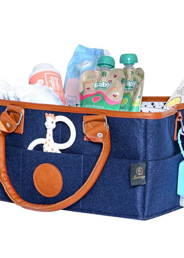 Diaper Caddy Organizer Bag Storage Tote for Baby Stuff Gifts for Moms Navy Blue