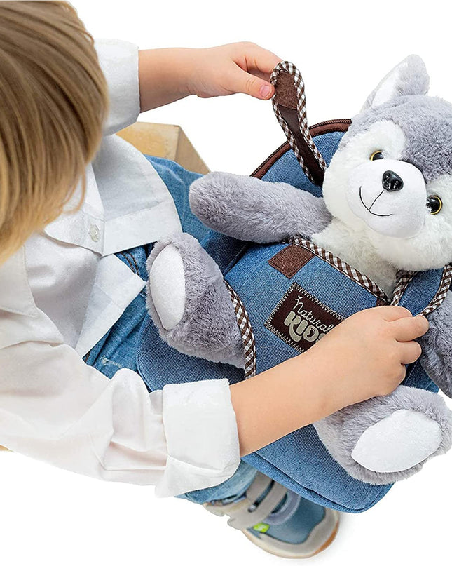Wolf Backpack, Wolf Toys for Kids 3-5, Toddler Husky Stuffed Animal Gifts for 2 3 4 5 Year Old Girl Boy