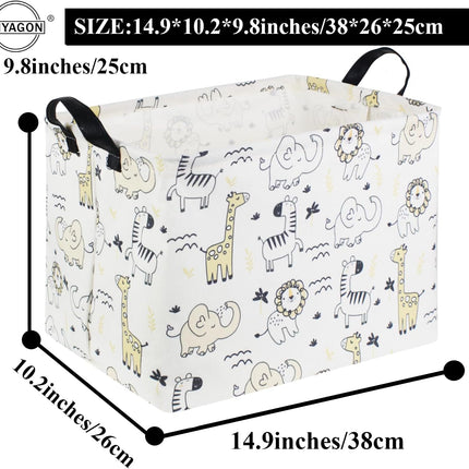 Baby Baskets Kids Toy Basket for Boy and Girls Woodland Gift Basket Empty Cute Storage Bin Organizer Box Rectangular Animal Room Decor for Books(Animal)