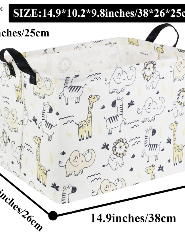 Baby Baskets Kids Toy Basket for Boy and Girls Woodland Gift Basket Empty Cute Storage Bin Organizer Box Rectangular Animal Room Decor for Books(Animal)