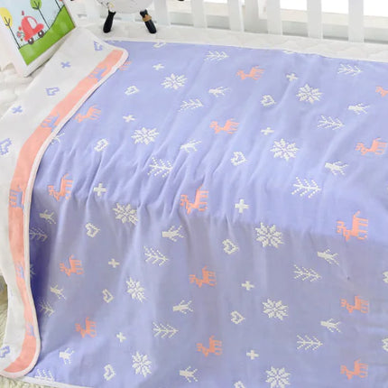 Pure Cotton 6-Layer Baby Bath Towel Blanket, 110cm