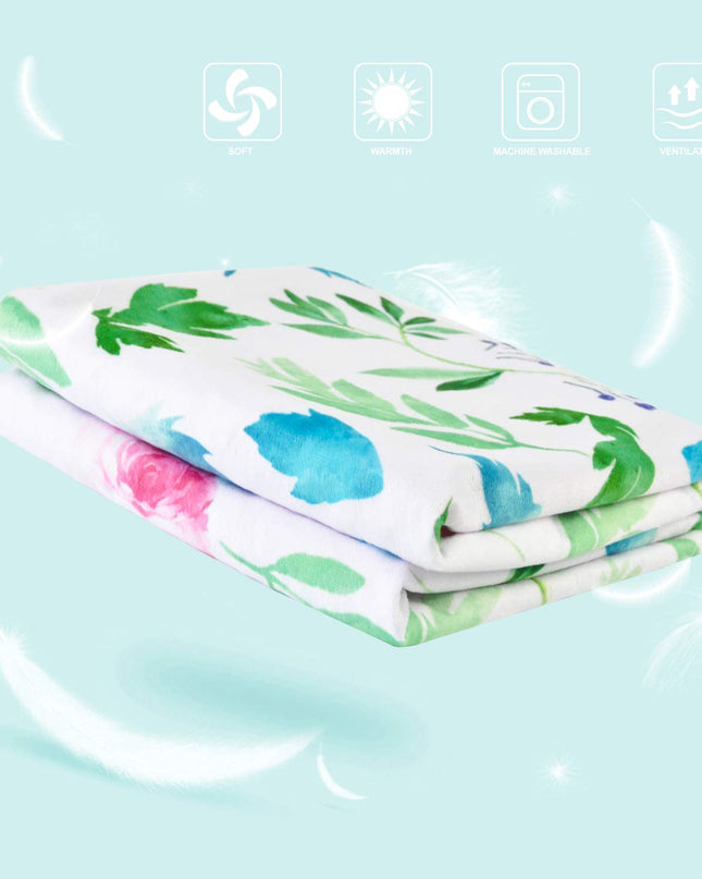 Baby Blanket for Girls Super Soft Double Layer Minky with Dotted Backing, Receiving Blanket with Pink Floral Multicolor Printed Blanket 30 X 40 Inch(75X100Cm)