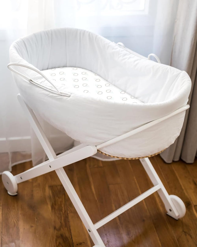 3-Pack Organic Jersey Cotton Bassinet Fitted Sheets – Fits 32 X 16 X 4 Inch Pads – Compatible with Halo, Snoo, Graco, Dream on Me, Delta – for Oval, Hourglass, and Rectangular Bassinet Mattresses