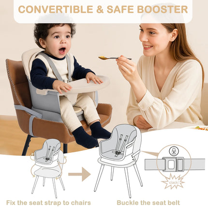 8 in 1 Baby High Chair, Toddler Dining Booster Seat for Eating, Khaki