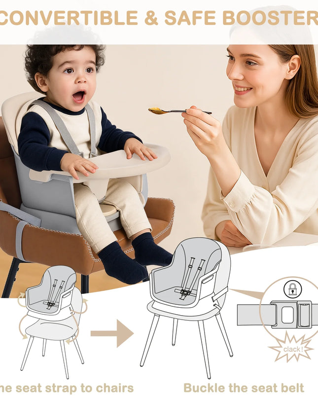 8 in 1 Baby High Chair, Toddler Dining Booster Seat for Eating, Khaki