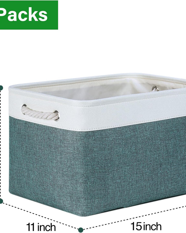 Fabric Storage Baskets for Shelves 3 Pack Large Storage Bins for Organizing Linen Collapsible Organizer for Closet-Deep Green