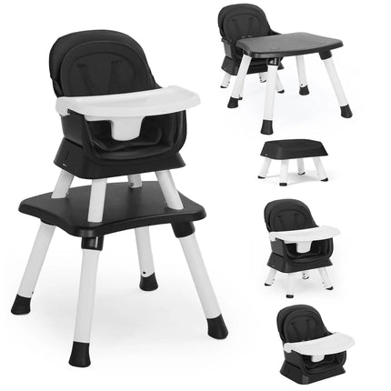 8 in 1 Baby High Chair, Toddler Dining Booster Seat for Eating, Black