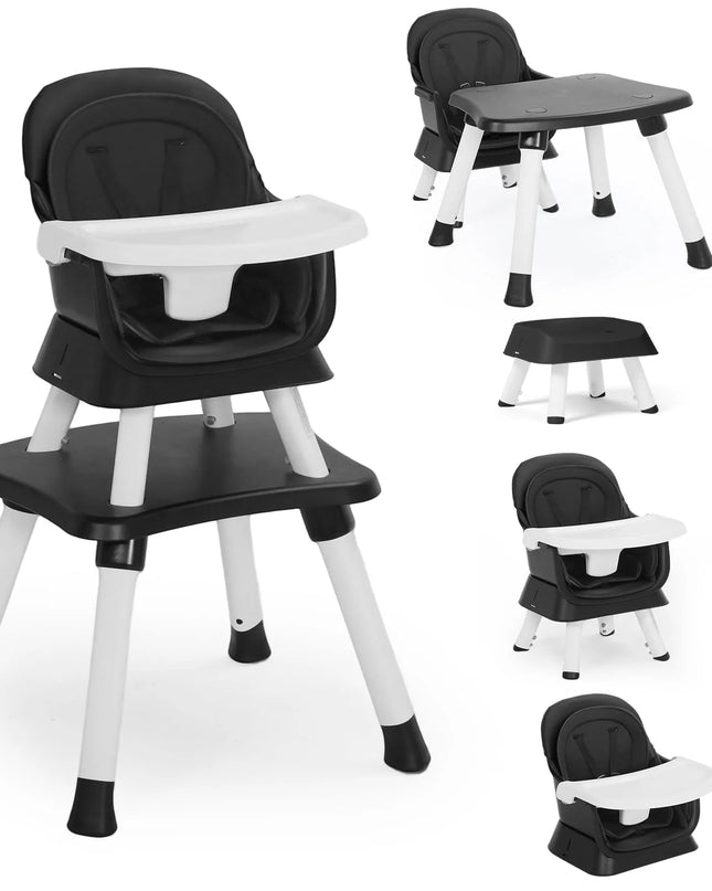 8 in 1 Baby High Chair, Toddler Dining Booster Seat for Eating, Black