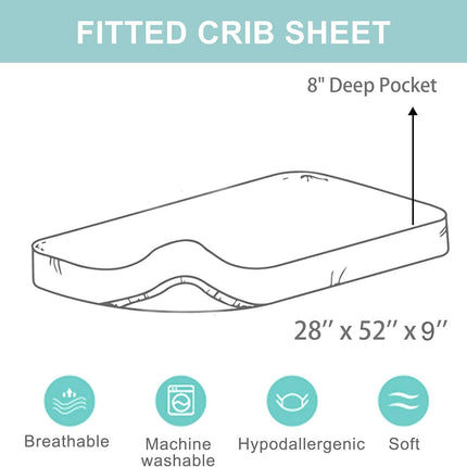 Jersey Knit Crib Sheet for Boys and Girls, Stretchy Fitted Crib Sheet Dinosaur Baby Toddler Bedding Set Collection, Breathable and Lightweight for Toddler Mattress up to 8”Thickness