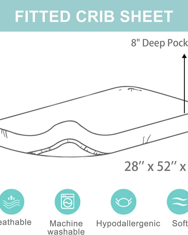 Jersey Knit Crib Sheet for Boys and Girls, Stretchy Fitted Crib Sheet Dinosaur Baby Toddler Bedding Set Collection, Breathable and Lightweight for Toddler Mattress up to 8”Thickness